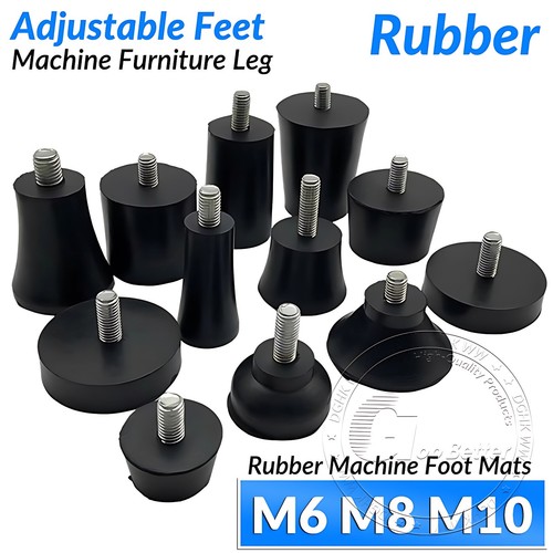 Rubber adjustable feet m8 - rubber,